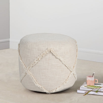 18" Cream 100% Cotton Ottoman