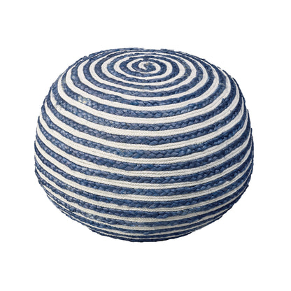 20" Blue Jute Ottoman