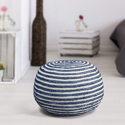 Pouf en jute blanc de 20 po