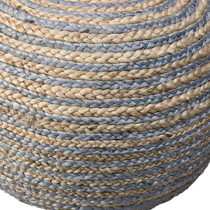 20" Blue Jute Ottoman