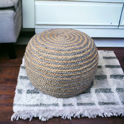 Pouf en jute blanc de 20 po