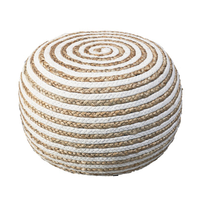 Pouf en jute blanc de 20 po