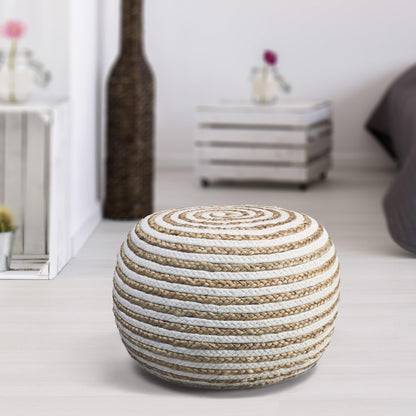 Pouf en jute blanc de 20 po