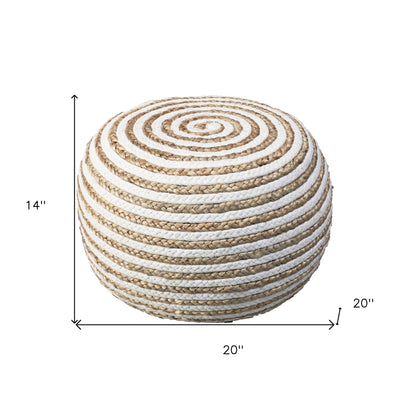 Pouf en jute blanc de 20 po