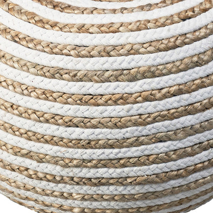 Pouf en jute blanc de 20 po