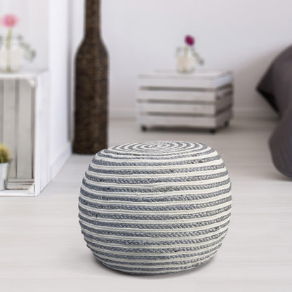 Pouf en jute blanc de 20 po