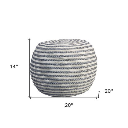 Pouf en jute blanc de 20 po