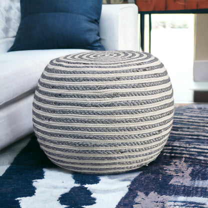 Pouf en jute blanc de 20 po