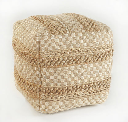 Pouf en jute beige de 18 po