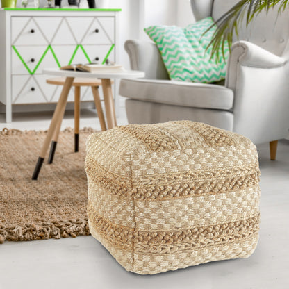 Pouf en jute beige de 18 po