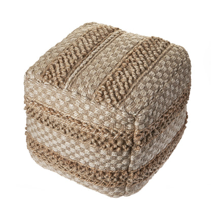 Pouf en jute beige de 18 po