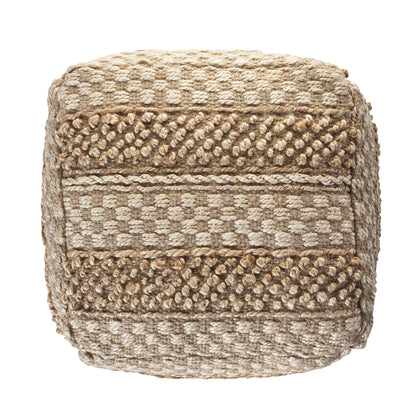 Pouf en jute beige de 18 po