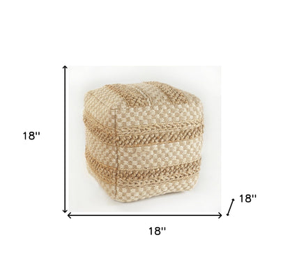 Pouf en jute beige de 18 po