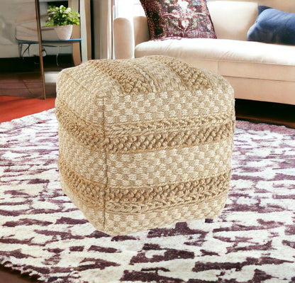 Pouf en jute beige de 18 po