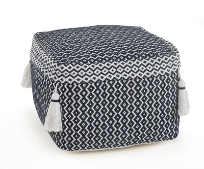 Pouf 100 % coton bleu de 18 po