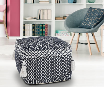 Pouf 100 % coton bleu de 18 po