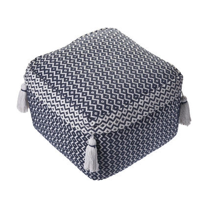 Pouf 100 % coton bleu de 18 po