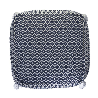 Pouf 100 % coton bleu de 18 po