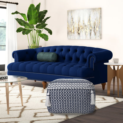 Pouf 100 % coton bleu de 18 po