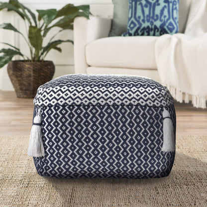 Pouf 100 % coton bleu de 18 po