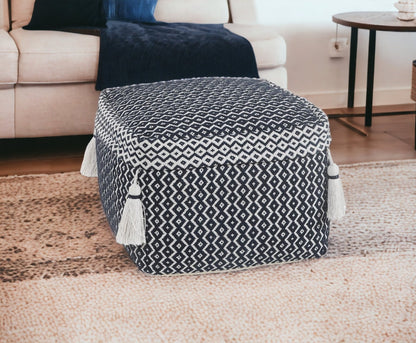 Pouf 100 % coton bleu de 18 po