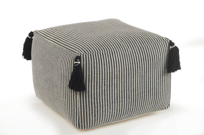 Pouf 100 % coton gris de 18 po