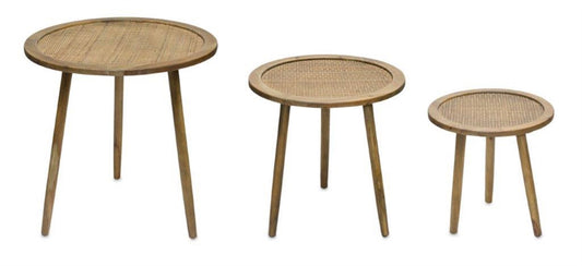 Set of Three 24" Brown Round End Tables