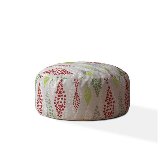 Pouf rond à pois en coton ivoire de 24 po