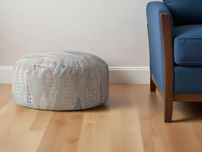 Pouf ottoman rond à pois en toile ivoire de 24 po