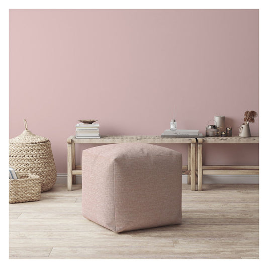 Pouf ottoman en coton rose de 17 po