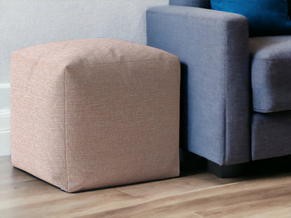 Pouf ottoman en coton rose de 17 po