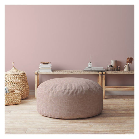 Pouf rond en coton rose de 24 po