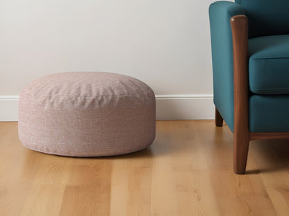 Pouf rond en coton rose de 24 po