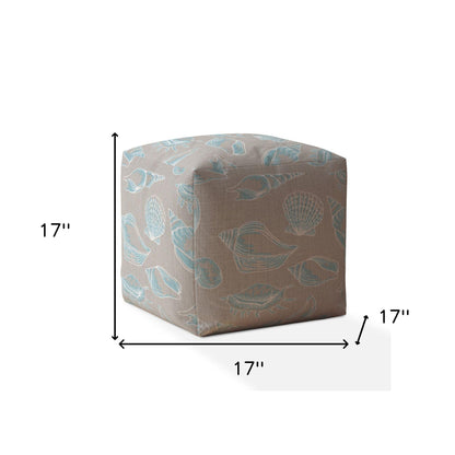 Pouf ottoman en toile bleue à imprimé animalier de 17 po