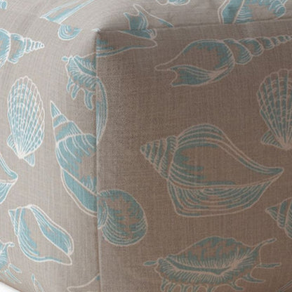 Pouf ottoman en toile bleue à imprimé animalier de 17 po