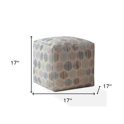 Pouf ottoman en coton bleu à pois de 17 po