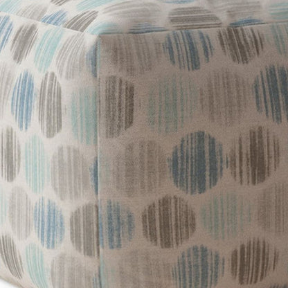 Pouf ottoman en coton bleu à pois de 17 po