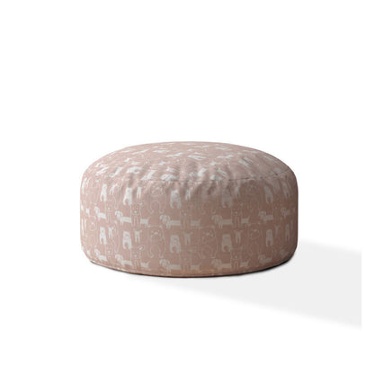 Pouf rond en coton rose à imprimé animalier de 24 po