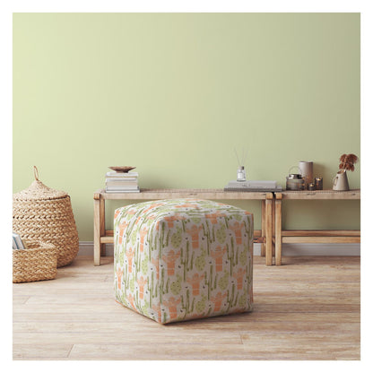 Pouf cactus en coton orange 17"