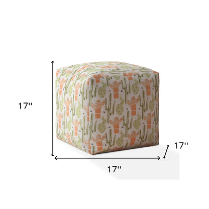 Pouf cactus en coton orange 17"