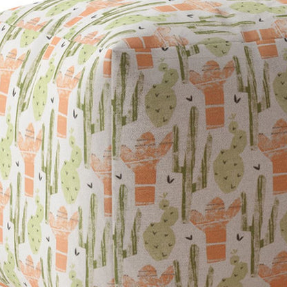 Pouf cactus en coton orange 17"