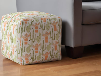 Pouf cactus en coton orange 17"