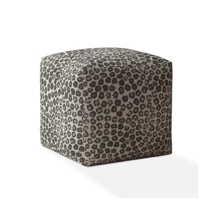 Pouf ottoman en coton beige à motifs floraux de 17 po