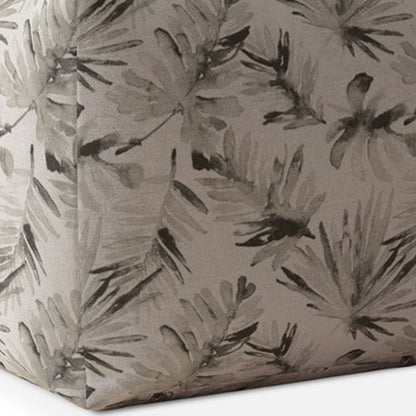 Pouf ottoman en coton beige à motifs floraux de 17 po