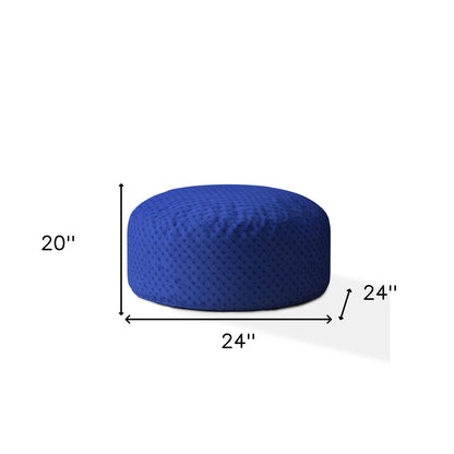 24" Blue Polyester Round Pouf Ottoman