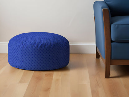 24" Blue Polyester Round Pouf Ottoman