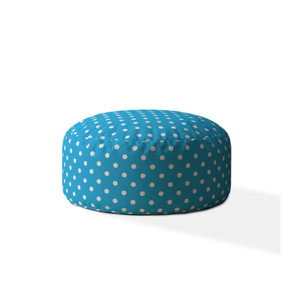 24" Red Cotton Round Polka Dots Pouf Ottoman