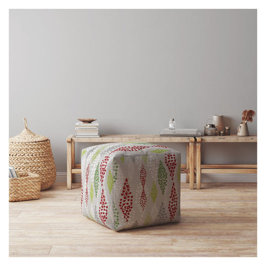 Housse de pouf à pois en coton vert 17"