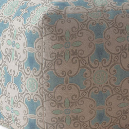 Housse de pouf en coton bleu Ikat 17"