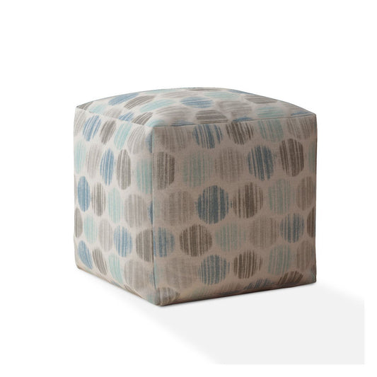 Housse de pouf à pois en coton bleu 17"